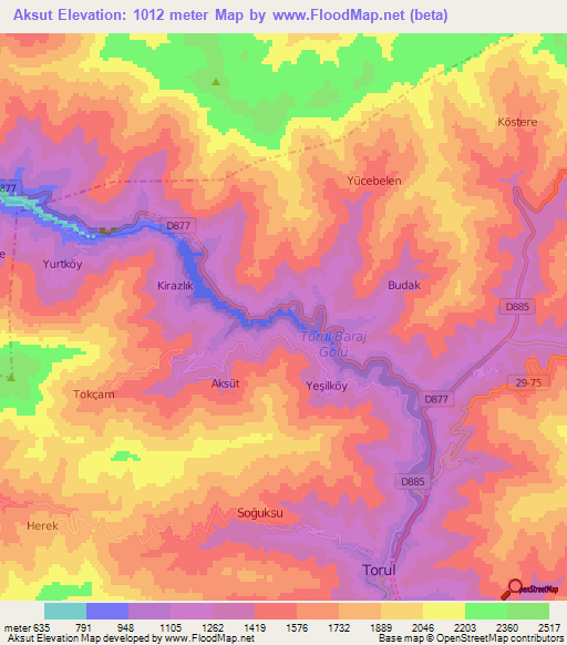 Aksut,Turkey Elevation Map