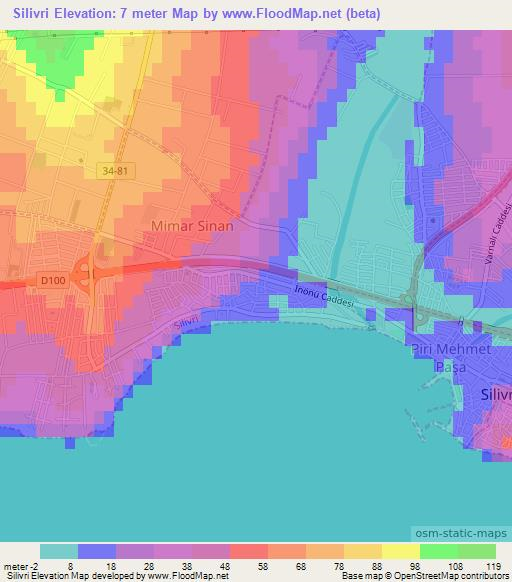 Silivri,Turkey Elevation Map