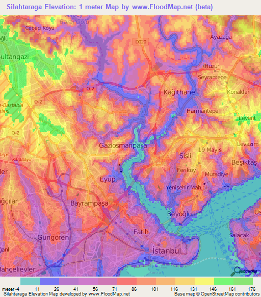 Silahtaraga,Turkey Elevation Map