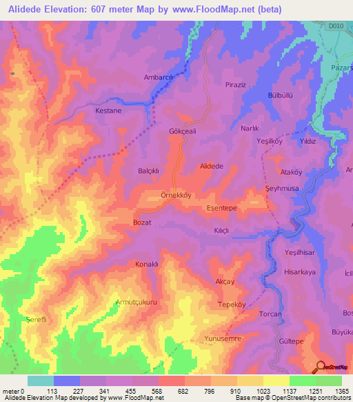 Alidede,Turkey Elevation Map