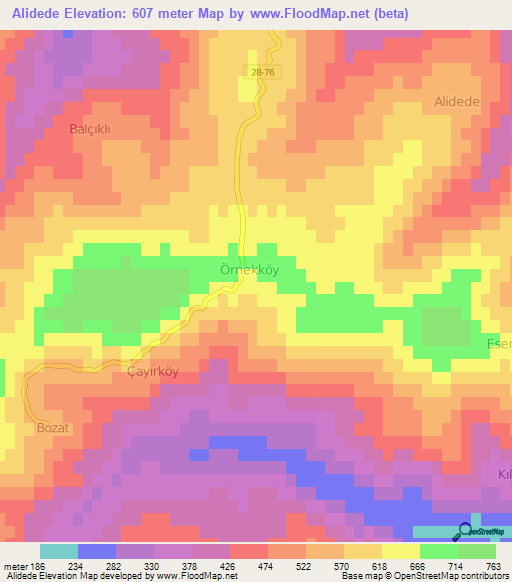 Alidede,Turkey Elevation Map