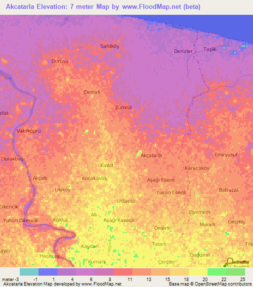 Akcatarla,Turkey Elevation Map