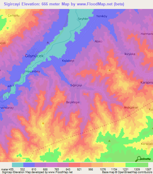 Sigircayi,Turkey Elevation Map