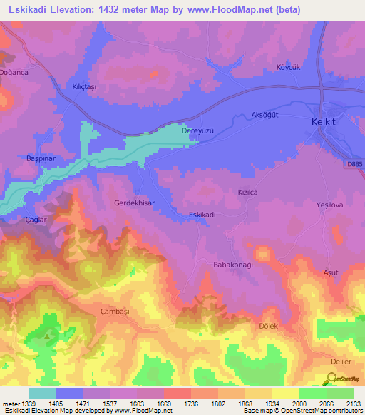 Eskikadi,Turkey Elevation Map