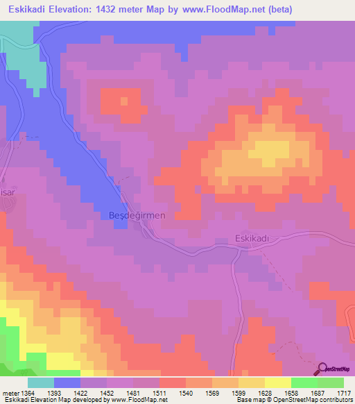 Eskikadi,Turkey Elevation Map