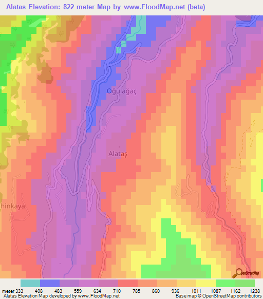 Alatas,Turkey Elevation Map