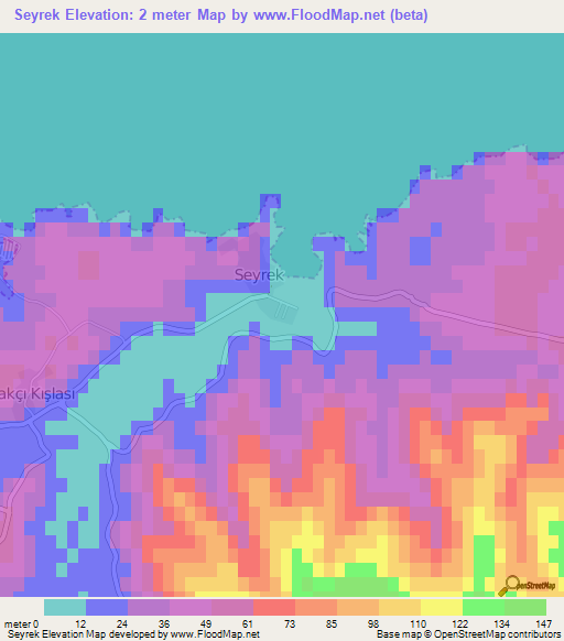 Seyrek,Turkey Elevation Map