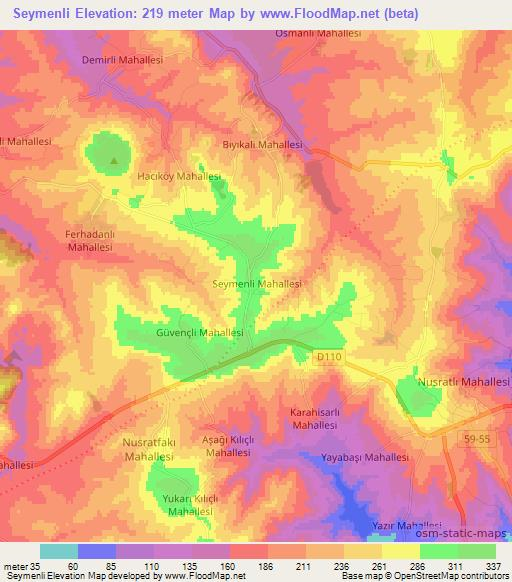 Seymenli,Turkey Elevation Map