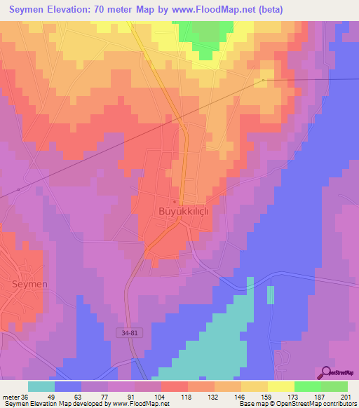 Seymen,Turkey Elevation Map