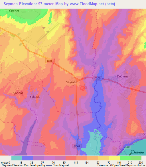 Seymen,Turkey Elevation Map