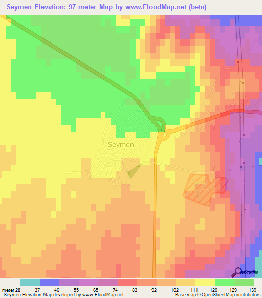 Seymen,Turkey Elevation Map