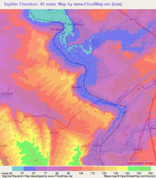 Seyitler,Turkey Elevation Map