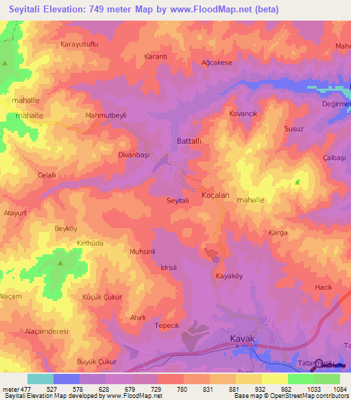 Seyitali,Turkey Elevation Map