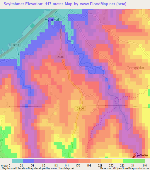 Seyitahmet,Turkey Elevation Map