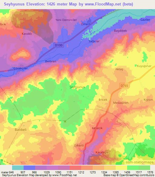 Seyhyunus,Turkey Elevation Map