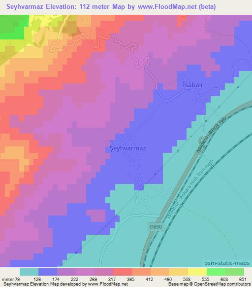 Seyhvarmaz,Turkey Elevation Map
