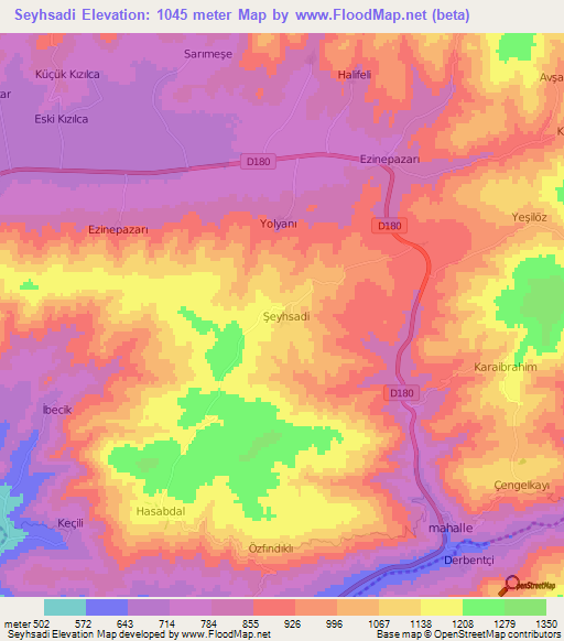 Seyhsadi,Turkey Elevation Map