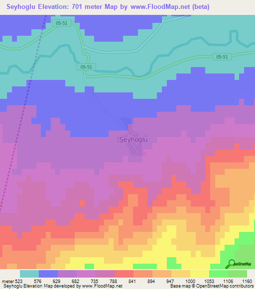 Seyhoglu,Turkey Elevation Map