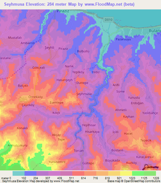 Seyhmusa,Turkey Elevation Map