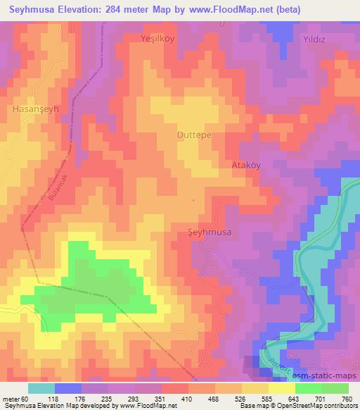 Seyhmusa,Turkey Elevation Map