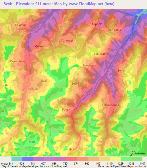 Seyhli,Turkey Elevation Map