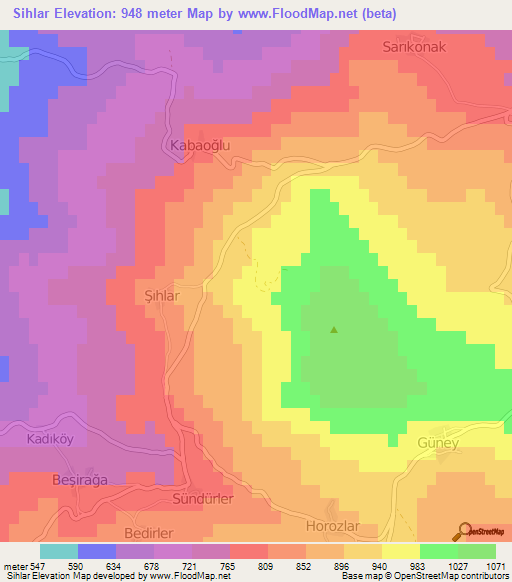 Sihlar,Turkey Elevation Map