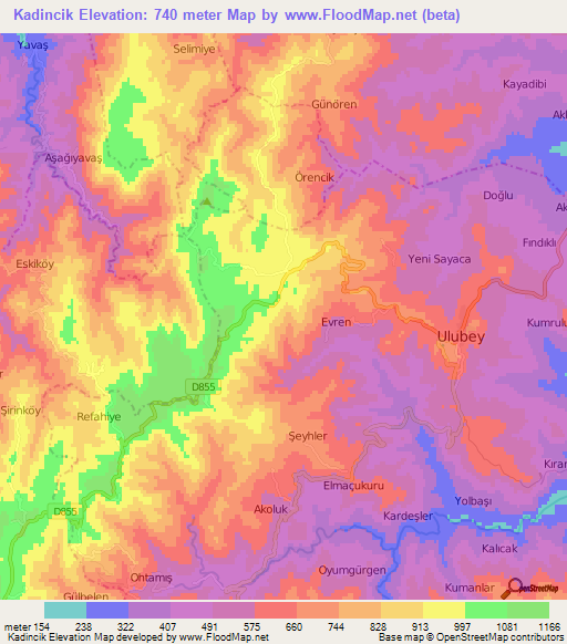 Kadincik,Turkey Elevation Map