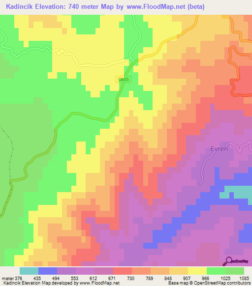 Kadincik,Turkey Elevation Map