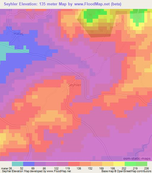 Seyhler,Turkey Elevation Map