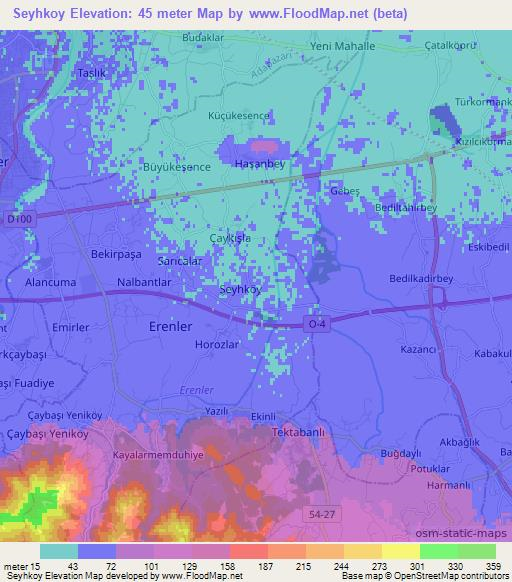 Seyhkoy,Turkey Elevation Map