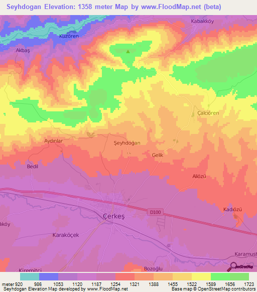 Seyhdogan,Turkey Elevation Map