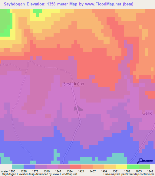 Seyhdogan,Turkey Elevation Map