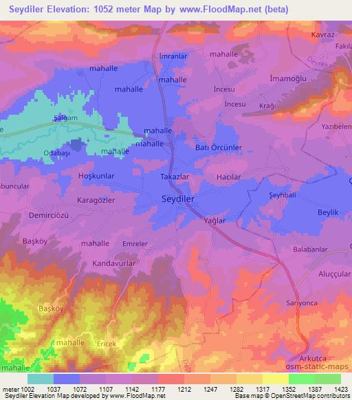 Seydiler,Turkey Elevation Map