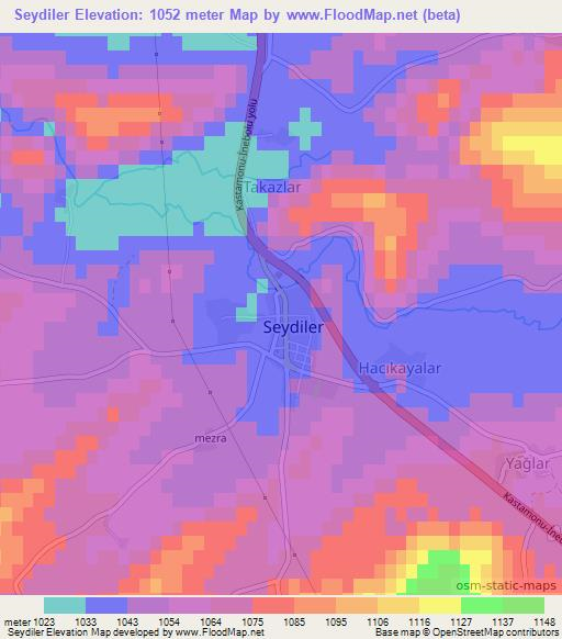 Seydiler,Turkey Elevation Map