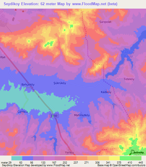 Seydikoy,Turkey Elevation Map