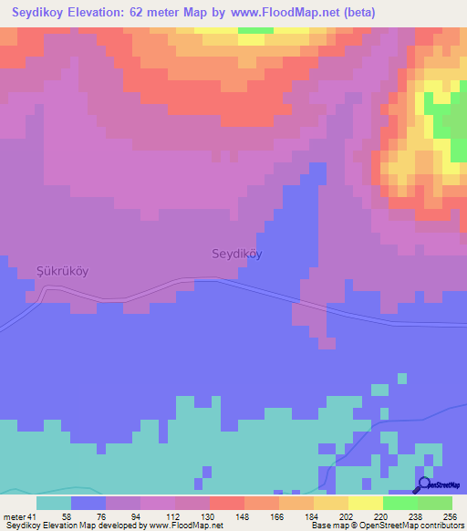 Seydikoy,Turkey Elevation Map