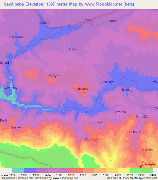 Seydibaba,Turkey Elevation Map