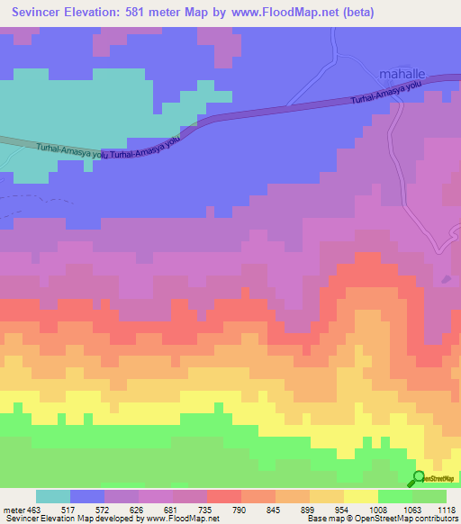 Sevincer,Turkey Elevation Map