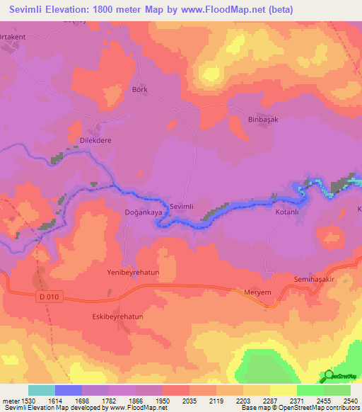 Sevimli,Turkey Elevation Map