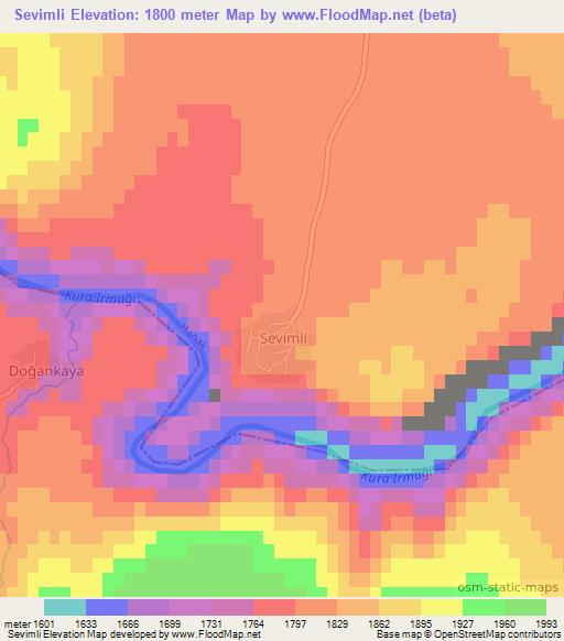 Sevimli,Turkey Elevation Map