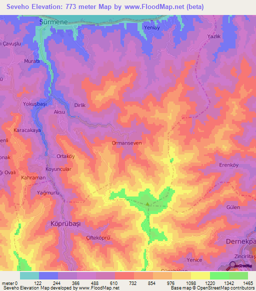 Seveho,Turkey Elevation Map