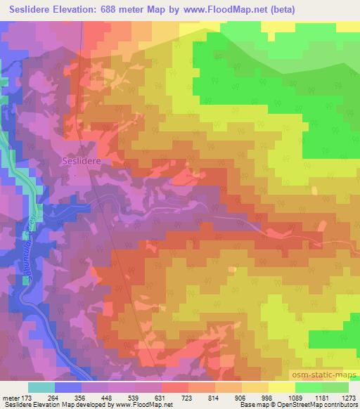 Seslidere,Turkey Elevation Map