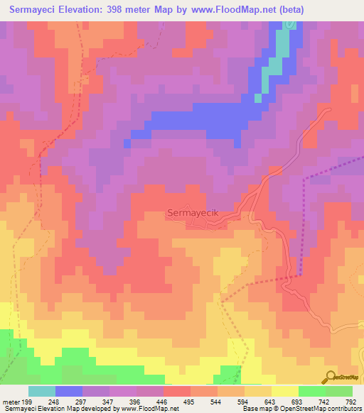 Sermayeci,Turkey Elevation Map