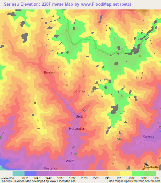 Serinsu,Turkey Elevation Map