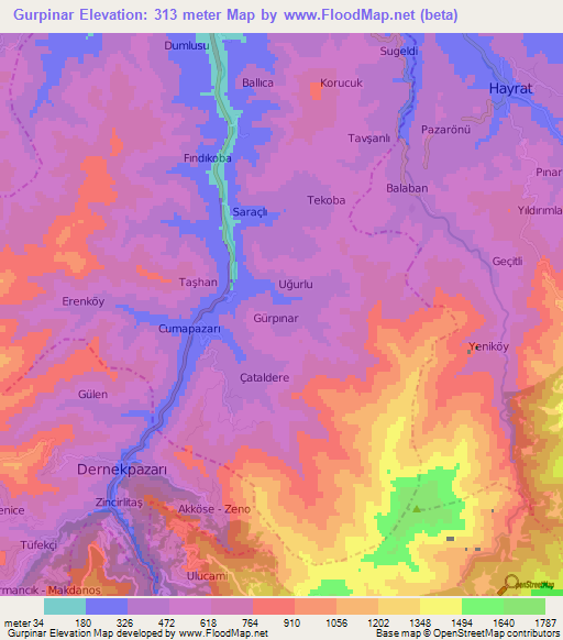 Gurpinar,Turkey Elevation Map