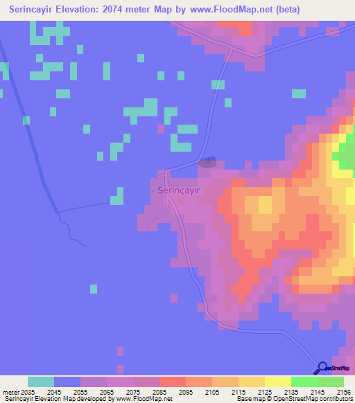 Serincayir,Turkey Elevation Map