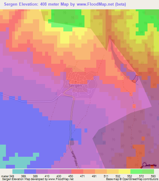 Sergen,Turkey Elevation Map