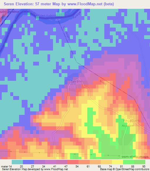 Seren,Turkey Elevation Map