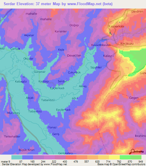 Serdar,Turkey Elevation Map