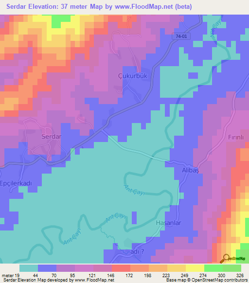 Serdar,Turkey Elevation Map